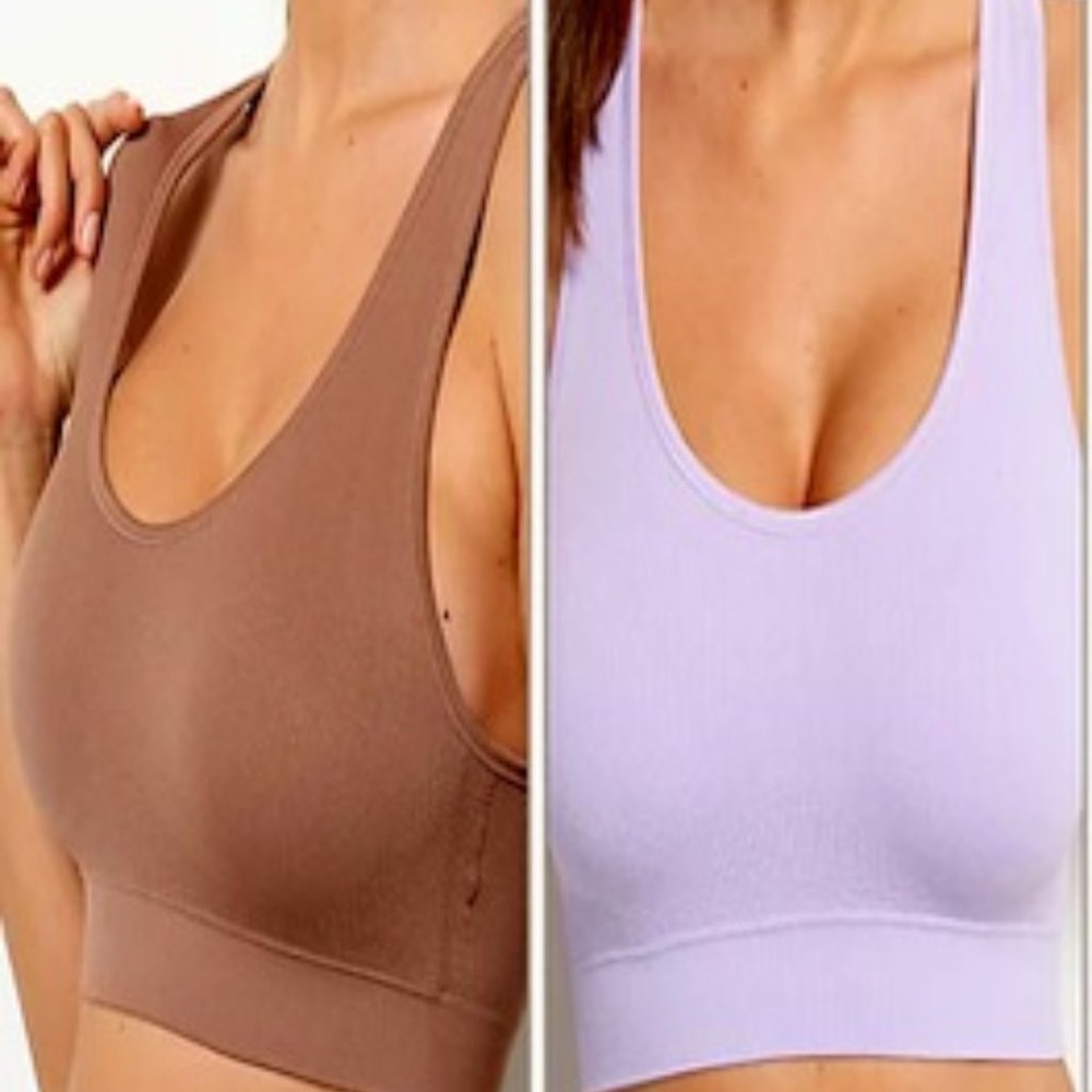 AnyBody Set of 2 Rib Knit Seamless Bras